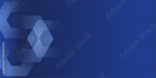Abstract blue gradient background with hexagon lines effect. Abstract geometric overlay for a dynamic background with a halftone vector modern design. Modern wallpaper.