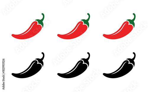 Chili pepper icons set