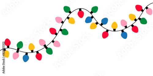 Colorful string lights illustration