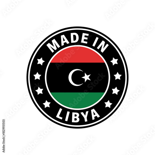 Made in libya seal with flag