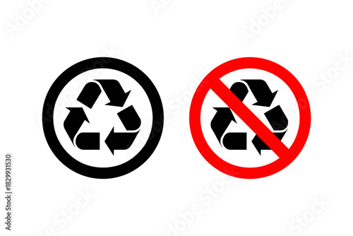 Recycling and do not recycle symbols