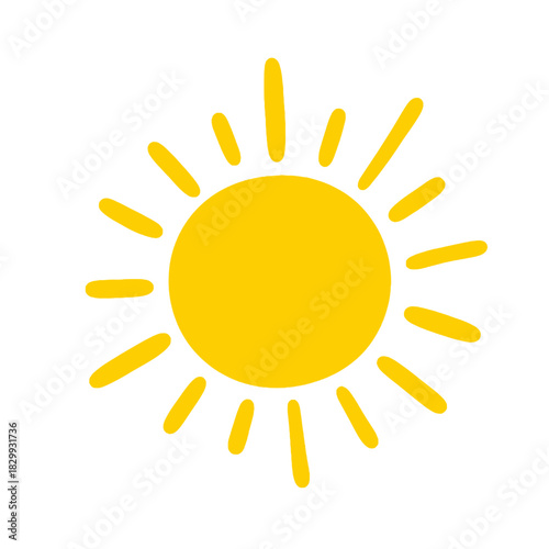 Bright Sun Icon Vector – Simple Yellow Sun Illustration for Weather, Summer, and Climate Graphics