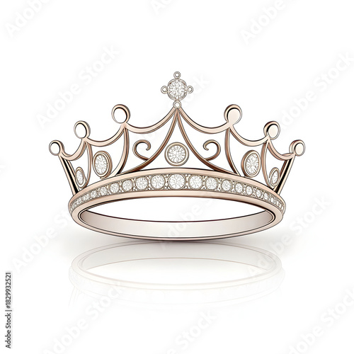 A simple thin line crown with elegant symmetry creating a minimal refined visual symbolizing royalty power prestige