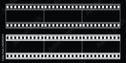 Film strip icon.  film strip vector with blank frames, perfect for vintage cinema photography and movie reel illustration. seamless vintage filmstrip roll frame. eps 10