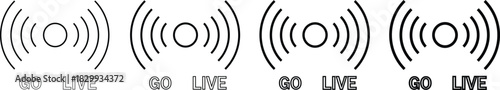 Go live icons set. Start recording and online event signs. Online video broadcast symbols. Social media recording sign