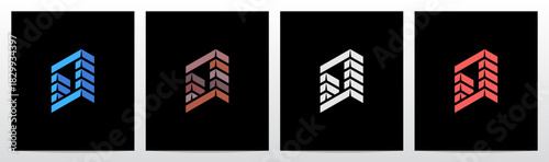 Brick Block Stack Building Structure 3-Dimensional Letter Initial Logo Design O