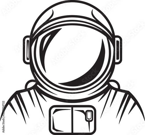 Astronaut in Spacesuit Outline Vector Illustration on Transparent Background