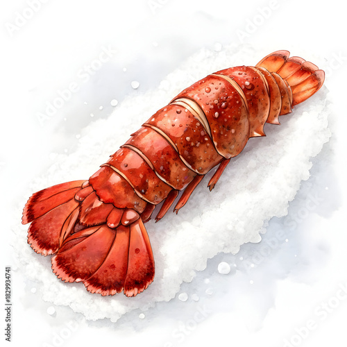 Raw lobster tail isolated on white background showcasing fresh seafood ingredient, perfect for gourmet cooking, recipes,