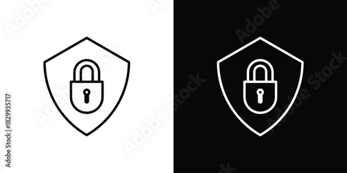 Security icons set with editable black and white stroke line style for ui designs