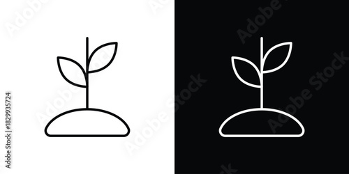 Seedling icons set with editable black and white stroke line style for ui designs