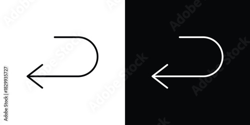 Send back icons set with editable black and white stroke line style for ui designs