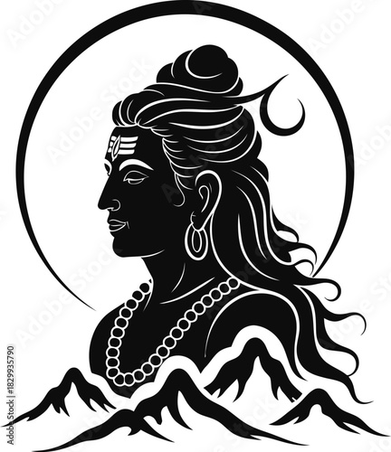 Lord Shiva Religious Hindu God Silhouette Vector .