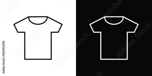 Shirt icons set with editable black and white stroke line style for ui designs
