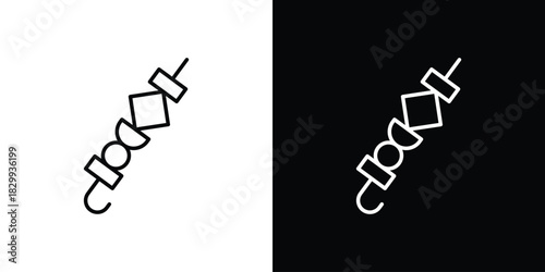Skewer icons set with editable black and white stroke line style for ui designs