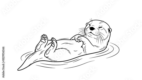 Playful otter floating peacefully enjoying life, relaxation and happiness, perfect for children's books and joyful themes