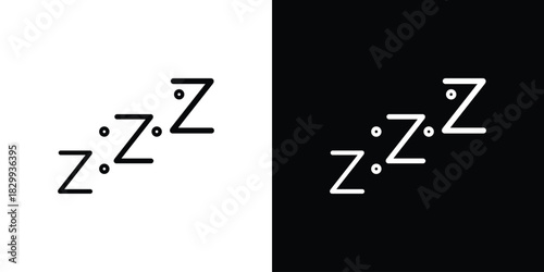 Snooze icons set with editable black and white stroke line style for ui designs