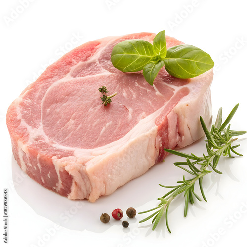 Raw veal cutlet isolated on white background showcasing fresh meat ingredient ideal for cooking, gourmet recipes, roasting,