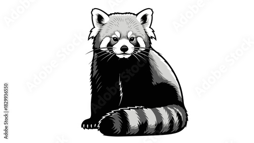 Adorable red panda illustration with expressive eyes, perfect for wildlife conservation campaigns and educational materials