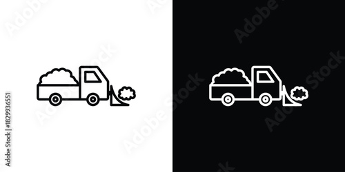 Snowplow icons set with editable black and white stroke line style for ui designs