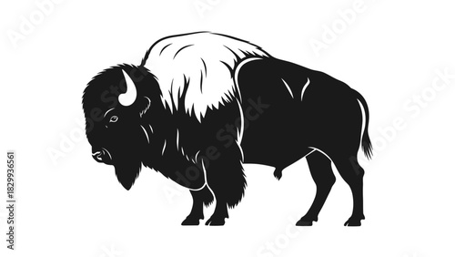 Majestic bison silhouette, a symbol of strength and resilience, perfect for branding and nature-themed designs