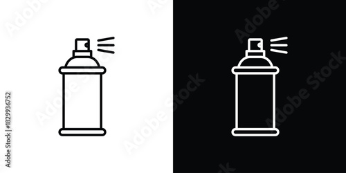 Spray can icons set with editable black and white stroke line style for ui designs