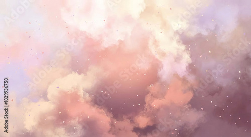 Dreamy peach clouds with delicate confetti, perfect for soft backgrounds and designs