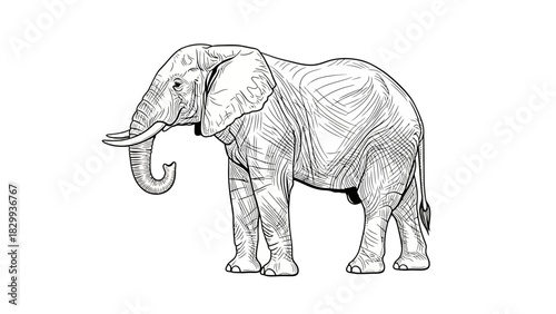Majestic elephant sketch evoking African wildlife, perfect for conservation awareness and educational projects
