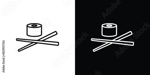 Sushi icons set with editable black and white stroke line style for ui designs