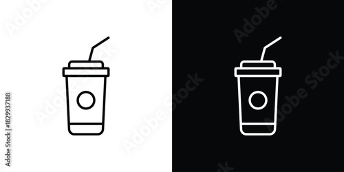 Swoosh Cup icons set with editable black and white stroke line style for ui designs