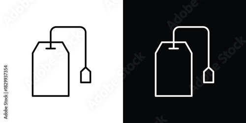 Tea bag icons set with editable black and white stroke line style for ui designs