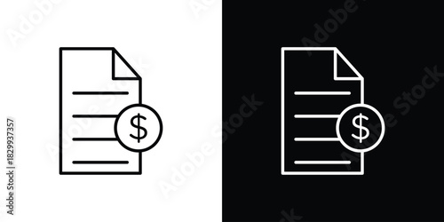 Tax icons set with editable black and white stroke line style for ui designs
