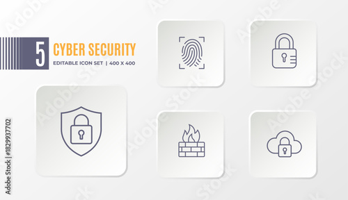 Cybersecurity and Data Protection Icon Set