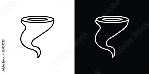 Tornado icons set with editable black and white stroke line style for ui designs