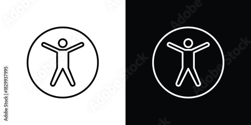 Universal access icons set with editable black and white stroke line style for ui designs