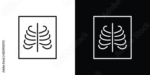 X ray icons set with editable black and white stroke line style for ui designs