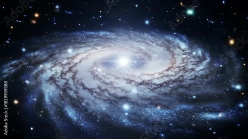 Abstract glowing christmas tree animation in a space nebula backdrop