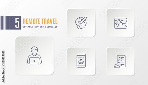 Travel and Digital Nomad Lifestyle Icon Set