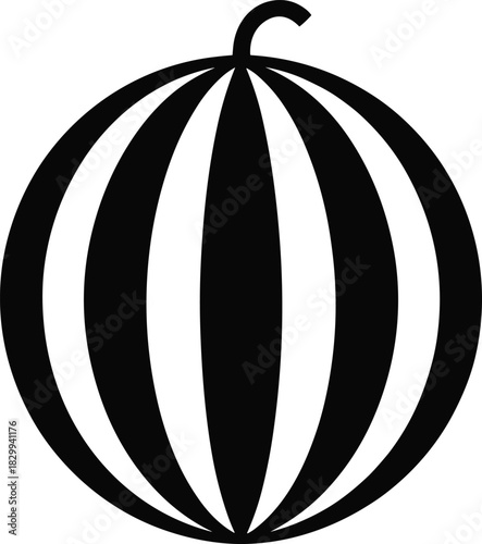 Abstract coloring book watermelon fruit bold icon outline with smooth lines and natural stripe pattern design