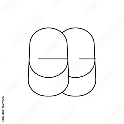 Illustration showing two white capsules with horizontal lines isolated on a white background simple design