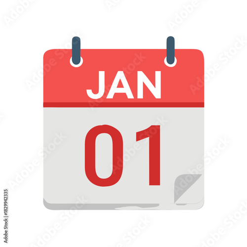 vector calendar icon of 1st january