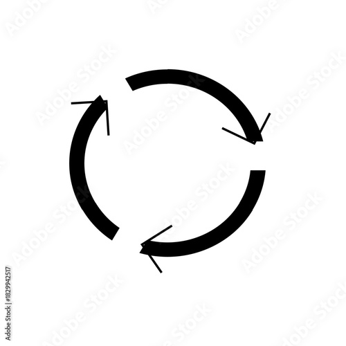 Circular arrangement of three black arrows pointing inward forming a cyclical pattern on white background