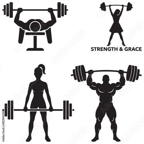 Strength and Grace Barbell Lifting Silhouettes - Men and Women