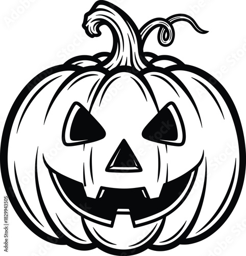 Jack-o-lantern vector illustration, a classic halloween pumpkin with carved spooky face, perfect for a bold icon coloring book