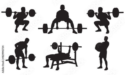Strength Training Silhouettes - Squat, Deadlift, Bench Press Set