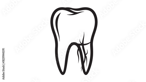 Cracked tooth vector illustration dental problem concept isolated on white background