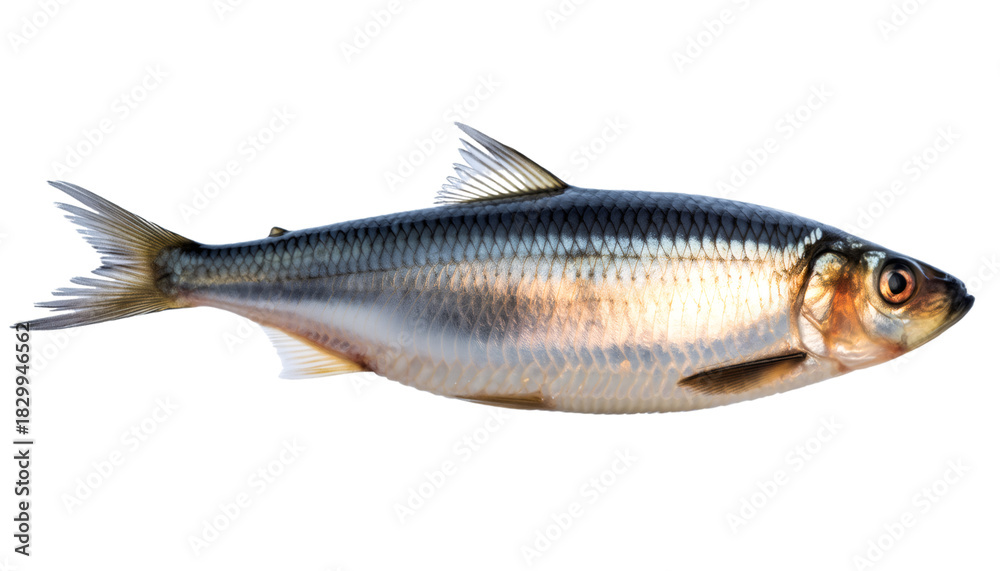 Fototapeta premium Fresh raw herring fish on transparent background