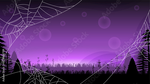 Spider Web On Dark Background Halloween Design Elements Spooky Scary Horror Decor Vector