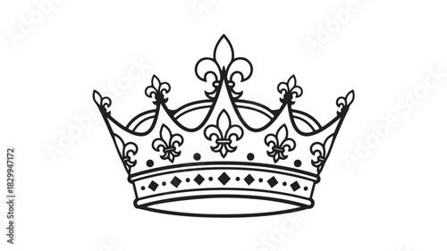 Elegant crown illustration royal symbol with fleur-de-lis vector design element for heraldry and luxury branding