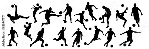Vector Soccer Players Set – Football Player Illustrations, Action Poses, Sports Icons