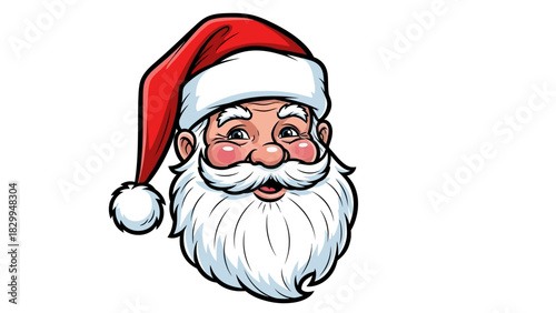 Santa Claus Head Illustration Christmas Character Portrait
